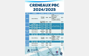 Créneaux PBC 2024/2025